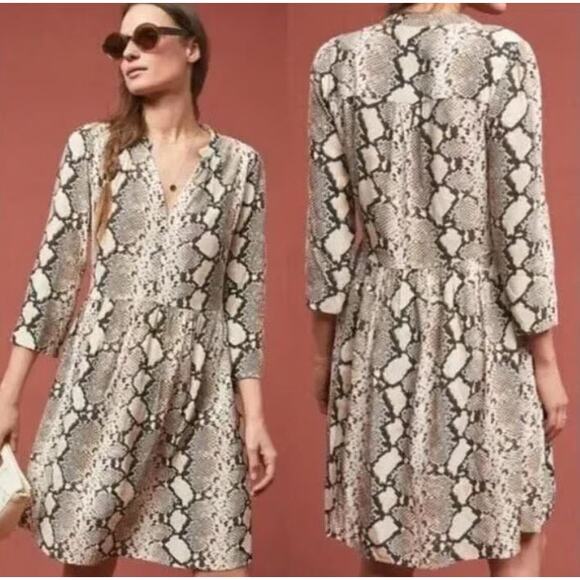 Anthropologie Maeve Dress Womens X-Small Juno Snake Skin Boho Edgy Rock Punk - Picture 1 of 8